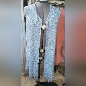 Women's Knit Sleeveless Fringed Cardigan 18/20